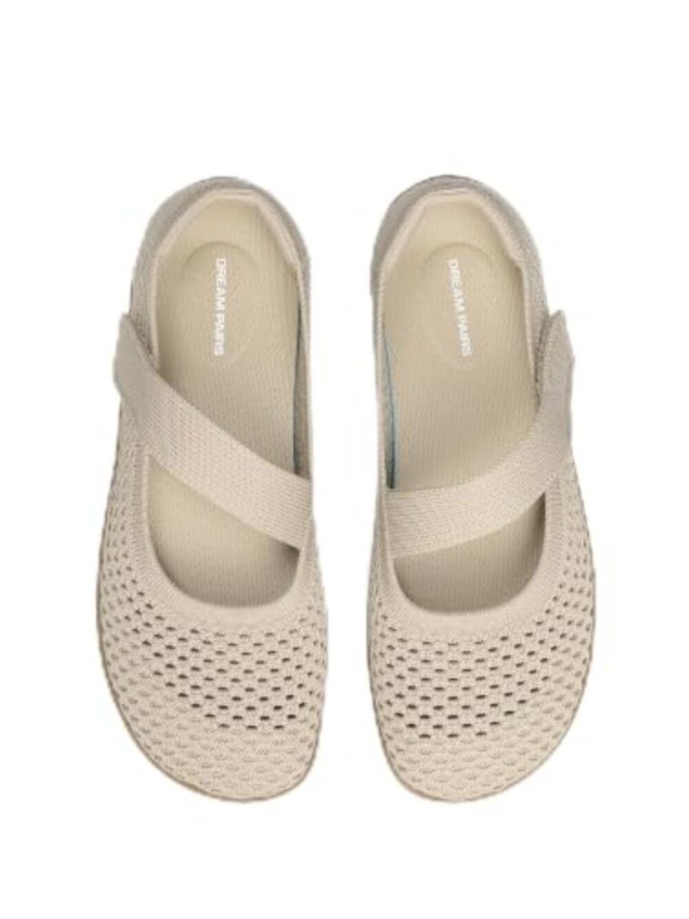 Women's Wide Toe Mary Jane Flats, Stretchy Knit, Arch Support Ballet Shoes